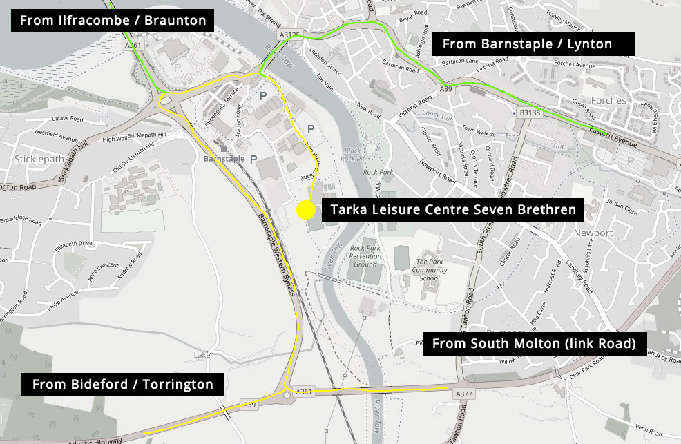 How to get to the Tarka Leisure Centre by car