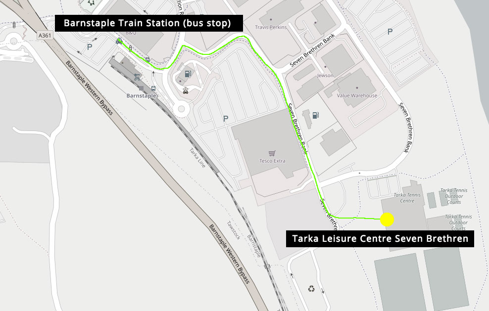 how to get to the Tarka Leisure Centre using public transport